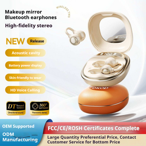 KP-229 Hot-selling New Wireless Bluetooth Earbuds Digital Display Open-ear Clip-on Design Non-in-ear Built-in Vanity Mirror Long Battery Life In Stock