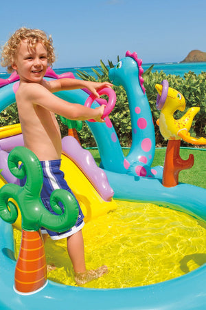 Intex Inflatable Surf 'N Slide Kids Play Center & Dinoland Kids Play Center Pool - TRAPSKI