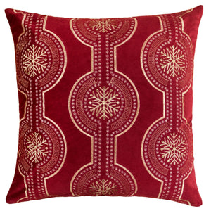 Red Holiday Embroidered Velvet Throw Pillow with Insert 20x20 Set of 2