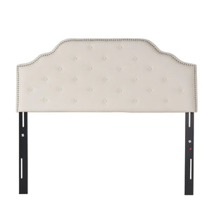 Charismatic Queen Size Headboard with Button Tufting and Nailhead Trim