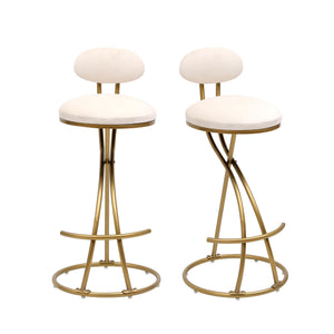 Bar Stools Upholstered Counter Height Barstools For Kitchen Island Modern Dining Chairs With Footrest (Set of 2)