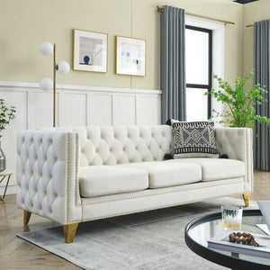 Modern Sofa With Button Tufting, Upholstered Couch For Living Room