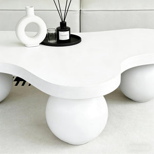 Cloud Shaped Coffee Table With 3 Ball Legs For Living Room