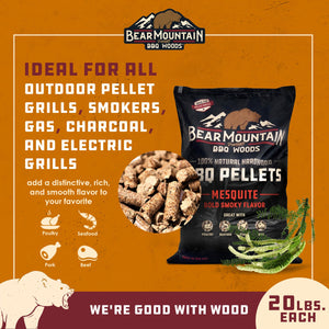 Bear Mountain BBQ 20 Pound Premium All Natural Hardwood Mesquite Smoker Pellets