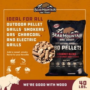 Bear Mountain BBQ FB99 All-Natural Hardwood Gourmet Blend Smoker Pellets, 40 lbs