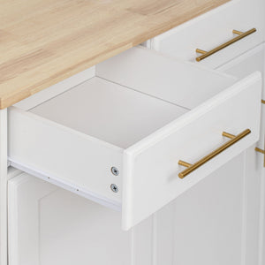 K&K 59.3" Kitchen Island with Storage & Rolling Cart