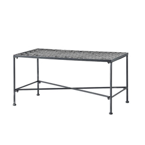Luna Outdoor Iron Coffee Table - Black Brush Silver
