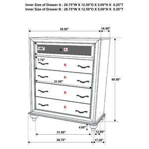 Randall - 5 Drawer Chest - White