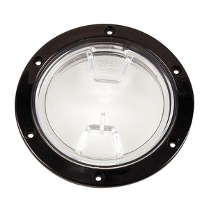 Beckson 4" Clear Center Screw Out Deck Plate - Black - TRAPSKI