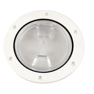 Beckson 4" Clear Center Screw-Out Deck Plate - White - TRAPSKI