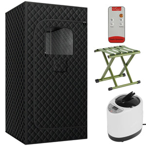 2.6x 2.6x 5.9FTPortable Sauna Tent 1 Person Steam Sauna for Home with 3L/1200W Steamer Folding Chair Remote Control 9 Steam Output Levels 5-95Mins Tim