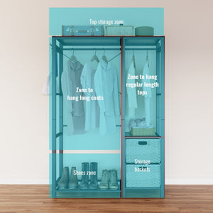 Garment Rack with Shelves and Wicker Drawers - 4 Hooks Organizer