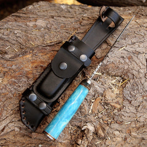 Behemoth 7.0" Damascus Steel Handmade Hunting Knife with Bone Handle - TRAPSKI