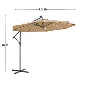 10 ft Cantilever Patio Umbrella with 32 LED Lights - Taupe