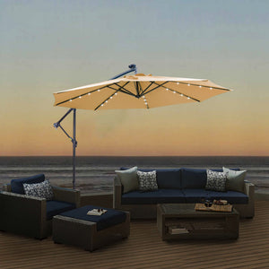 10 ft Cantilever Patio Umbrella with 32 LED Lights - Taupe
