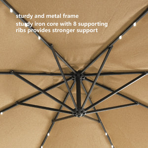 10 ft Cantilever Patio Umbrella with 32 LED Lights - Taupe