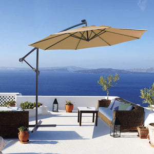10 ft Cantilever Patio Umbrella with 32 LED Lights - Taupe