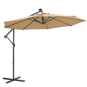 10 ft Cantilever Patio Umbrella with 32 LED Lights - Taupe