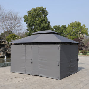 13x10 Ft Outdoor Patio Gazebo with Ventilated Double Roof - Grey