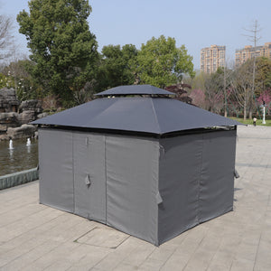 13x10 Ft Outdoor Patio Gazebo with Ventilated Double Roof - Grey