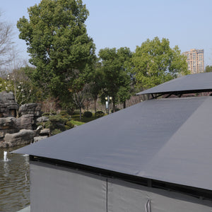 13x10 Ft Outdoor Patio Gazebo with Ventilated Double Roof - Grey