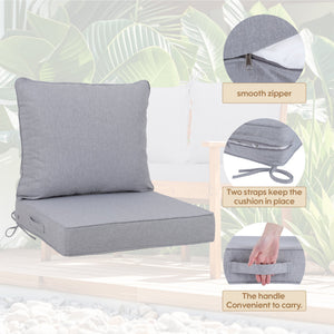 24x24 Inch Outdoor Deep Seat Cushion Set with Waterproof Removable Covers