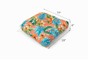 Outdoor Chair Cushions Set of 2 with Tufted Support - Coral Pink