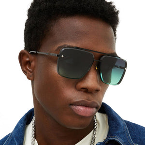 Bella - Dark Green Oversized Squared Aviators - TRAPSKI