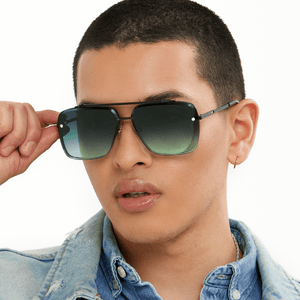 Bella - Dark Green Oversized Squared Aviators - TRAPSKI