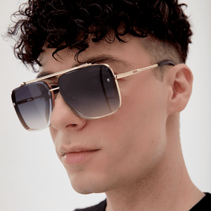 Bella - Midnight Gold Oversized Squared Aviators - TRAPSKI