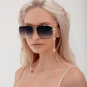 Bella - Midnight Gold Oversized Squared Aviators - TRAPSKI
