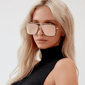 Bella - Rose Gold Oversized Squared Aviators - TRAPSKI