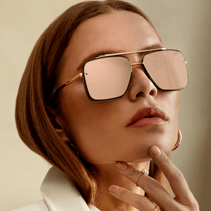 Bella - Rose Gold Oversized Squared Aviators - TRAPSKI