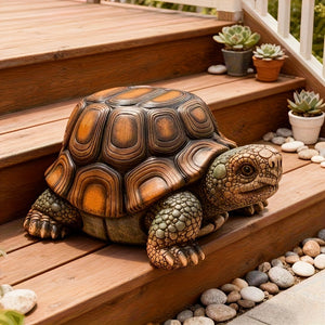 18" Garden Turtle Statue Stool with Resin Construction - Brown