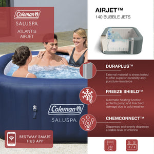 SaluSpa LED Spa Waterfall Accessory w/Coleman Atlantis AirJet Inflatable Hot Tub