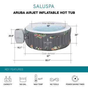 Bestway SaluSpa Aruba AirJet Inflatable Hot Tub with 2 SaluSpa Non-Slip Spa Seat
