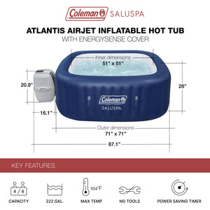 Bestway Coleman Hot Tub + 4 Bestway SaluSpa Seats + 2 Bestway SaluSpa Pillows