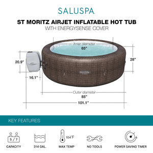 Bestway Coleman St Moritz AirJet Inflatable Hot Tub with 2 SaluSpa Non Slip Seat