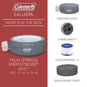 Coleman Palm Springs 6 Person EnergySense Smart AirJet Plus Inflatable Hot Tub