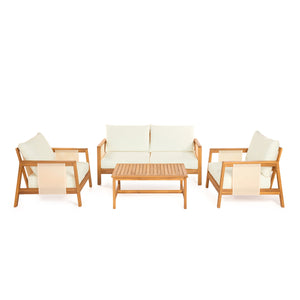 4-Pieces Sofa Set with Cushions Outdoor Loveseat & Coffee Table Set