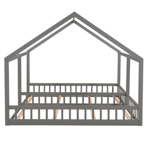 House Platform Beds, 2 Shared Beds, Metal Frame With Guardrails