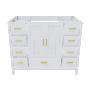 42" Bathroom Vanity Base Cabinet with 2 Soft-Close Double Doors & 9 Smooth Drawers