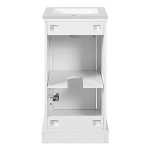 Bathroom Vanity With Sink, Soft Close Door, Adjustable Shelf, Freestanding Single Unit - White