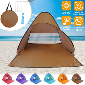 Pop Up Beach Tent Sun Shade Shelter Anti-UV Automatic Waterproof Tent Canopy for 2/3 Man w/ Net Window Storage Bag for Outdoor Beach Camping Fishing P