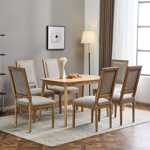 French Country Style Dining Chair with Upholstered Seating and Fluted Legs