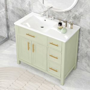 36" Bathroom Vanity with Sink Top, Cabinet with Two Doors and Three Drawers