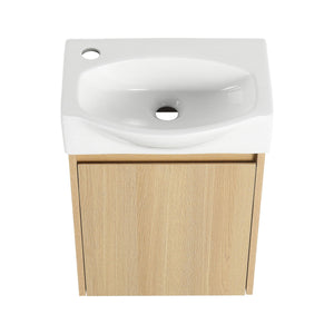 Modern Bathroom Vanity With Ceramic Basin, Wall Mounted Floating Sink Combo, Storage Cabinet