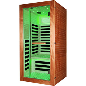 Single Person Sauna Room With LED Lighting, Epoxy Heating Plates, And Compact Design - American White Oak