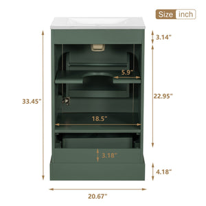 Bathroom Vanity With Sink, Soft Close Door, Adjustable U-Shaped Shelf
