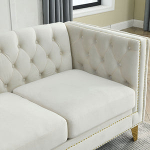 L-Shaped Corner Sofa, 5 Seater Sectional With Tufted Design